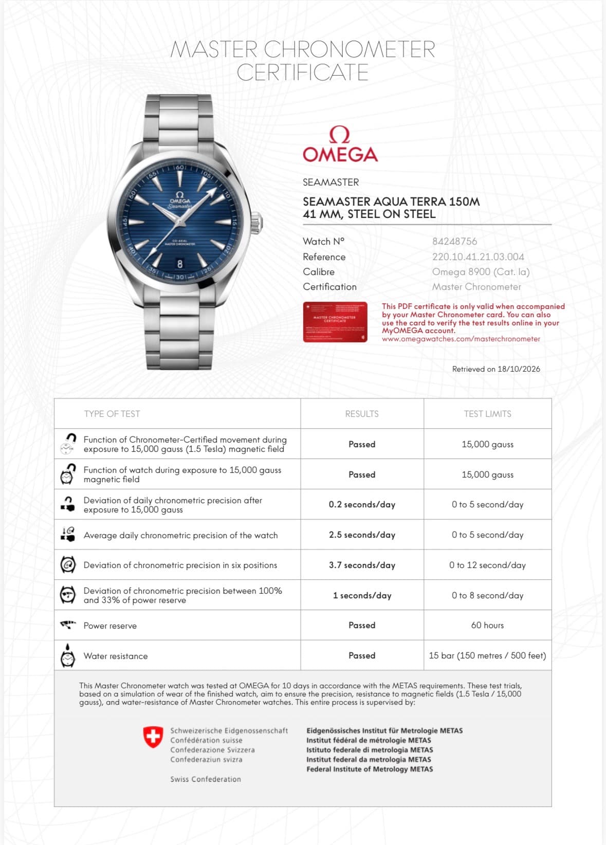 Omega Aqua Terra (Ref. 220.10.41.21.03.004) — photo 3